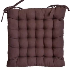 Galette de chaise en coton uni 40 cm 25 points (Chocolat)