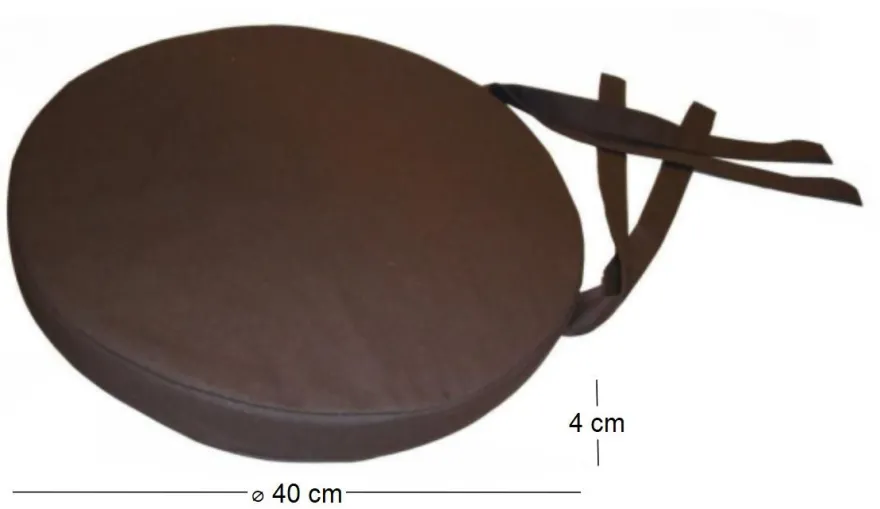 Galette de chaise ronde en coton 40 cm (Lot de 2) (Chocolat)