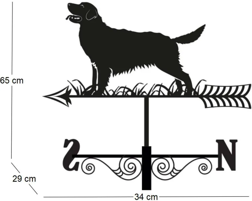 Girouette en acier noir silhouette (Golden Retriever)