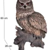 Hibou sur branche en résine 60 cm