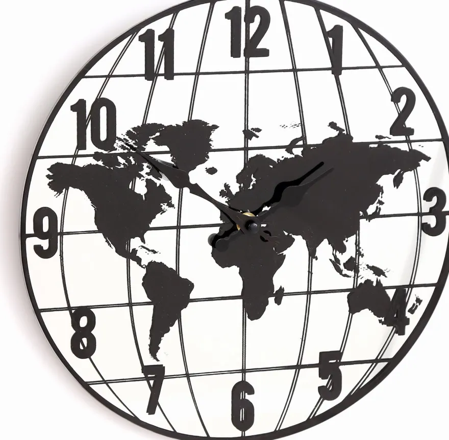 Horloge effet miroir mappemonde 30 cm