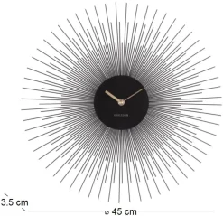 Horloge en métal Peony 45 cm (Noir)