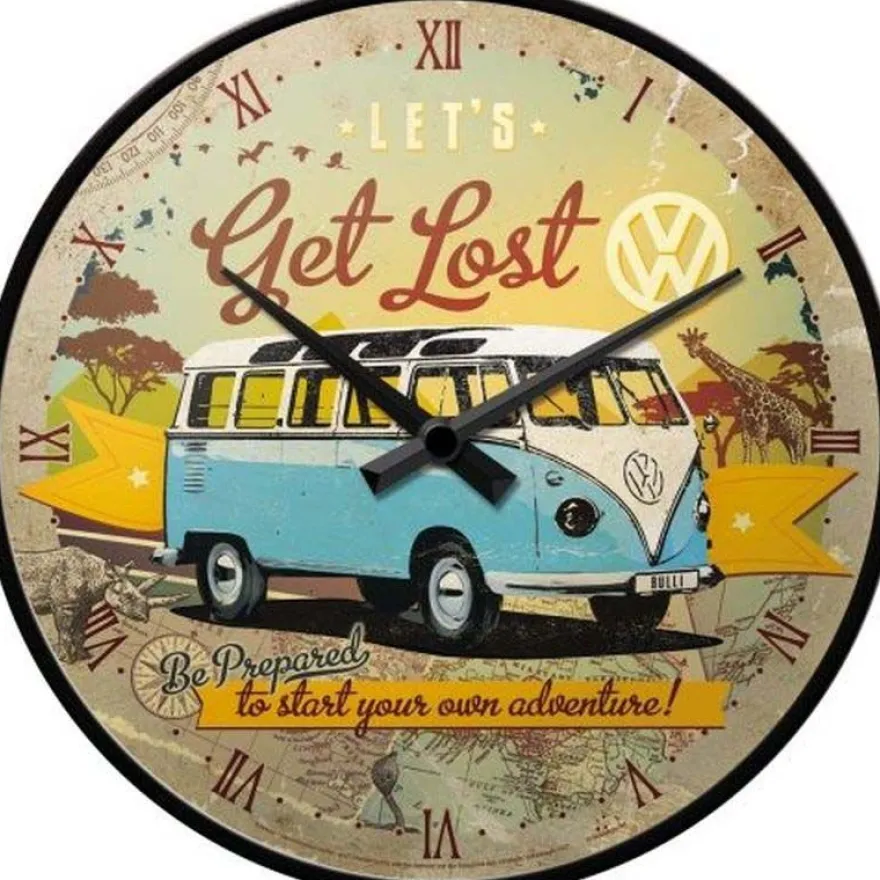 Horloge hublot en verre et métal Pub 31 cm (Van VW Get Lost)