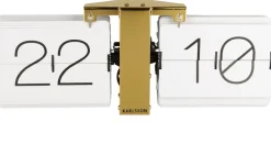 Horloge moderne bicolore Flip No Case (Blanc et doré)