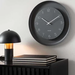 Horloge murale en métal Dual Disc (Gris foncé)
