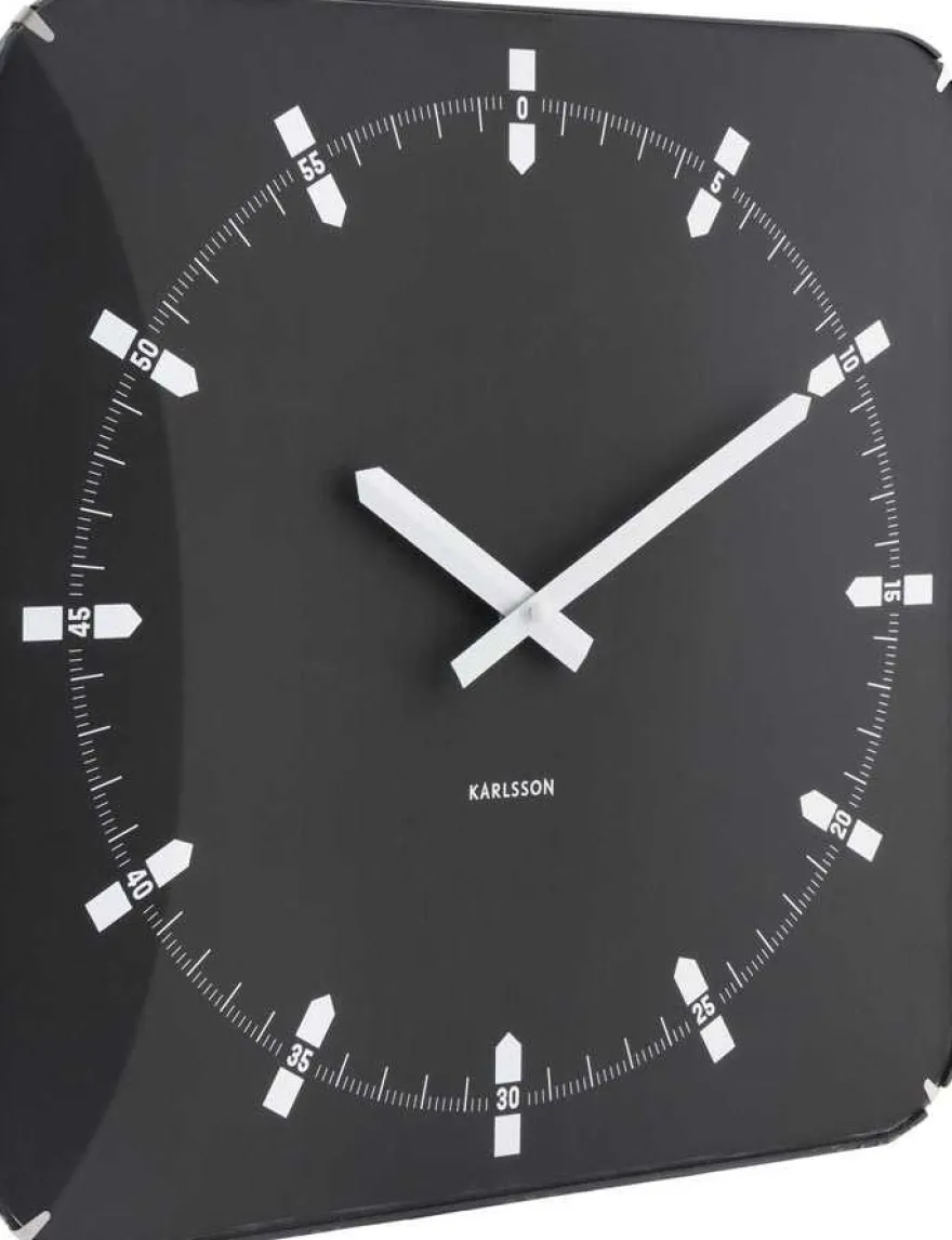 Horloge murale en métal Sucinto Dome Square (Noir)