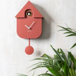 Horloge murale moderne Cuckoo (Ocre rouge)