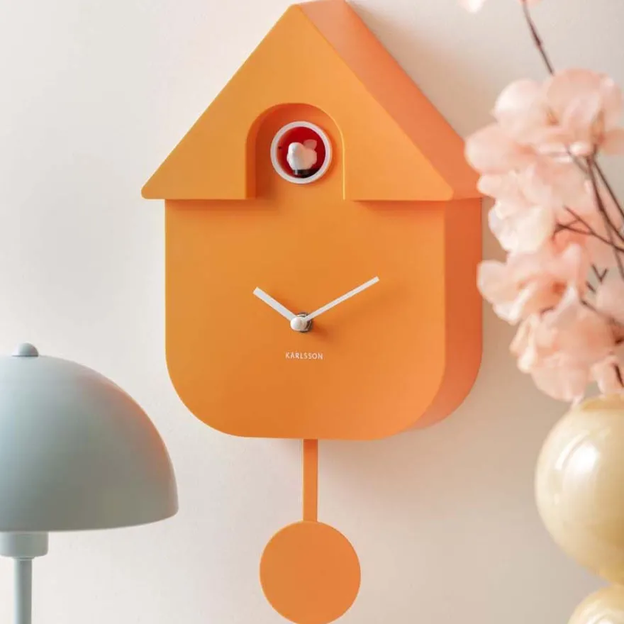 Horloge murale moderne Cuckoo (Orange)
