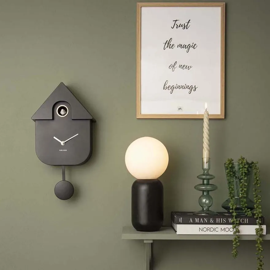 Horloge murale moderne Cuckoo (Noir)