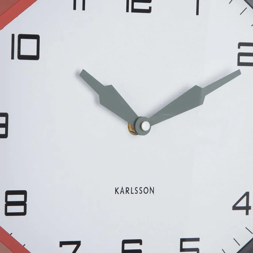 Horloge murale octogonale en résine Factory (Rouge)