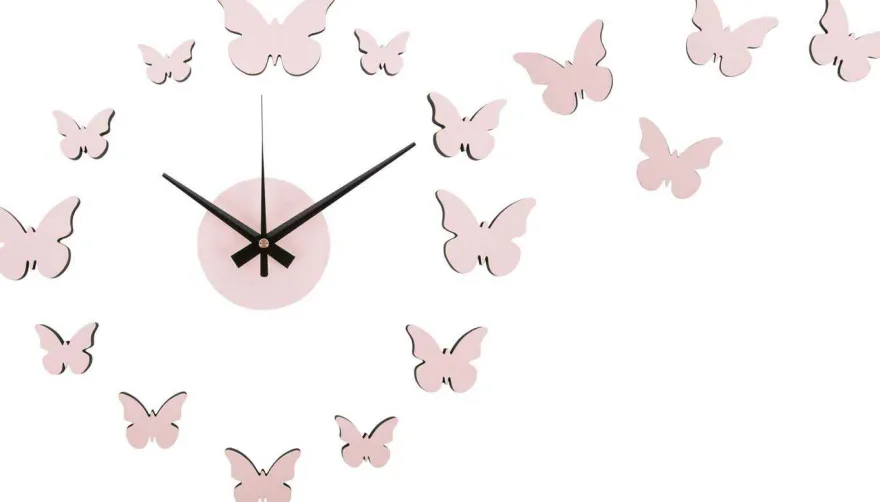 Horloge murale pastel DIY Butterfly (Rose pâle)