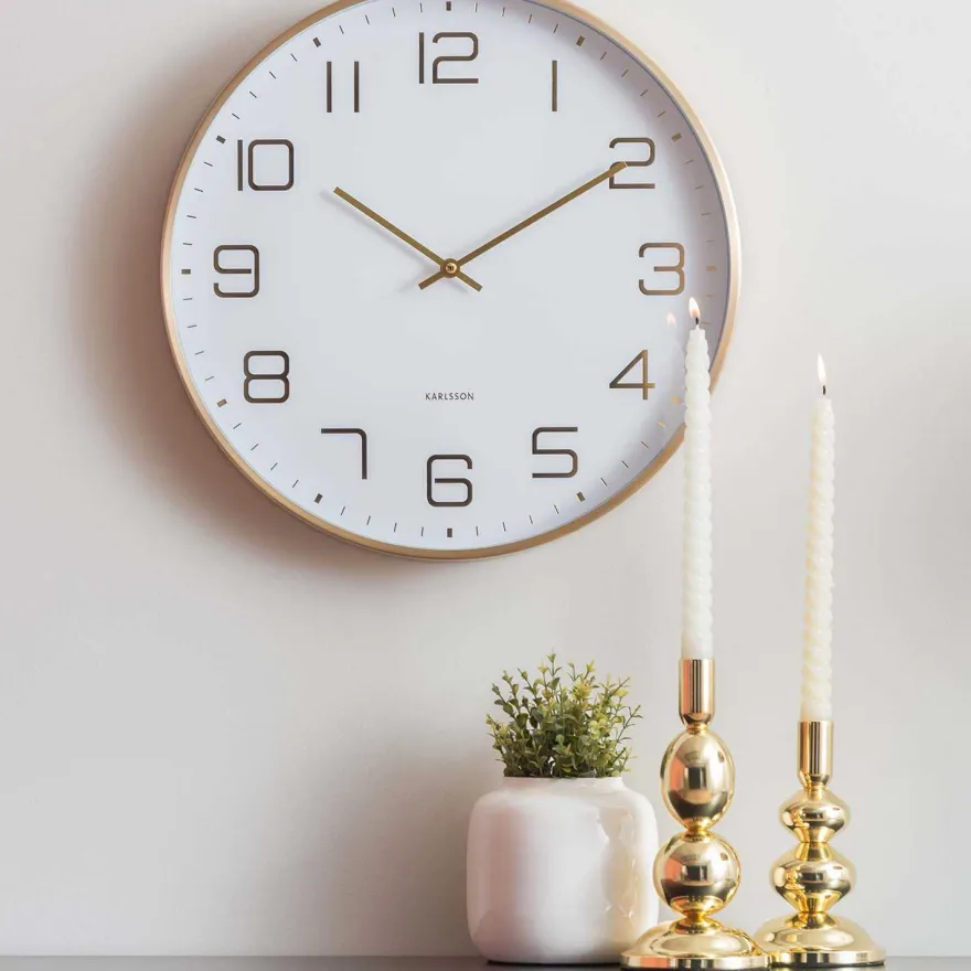 Horloge murale ronde Elegance Glow (Blanc)