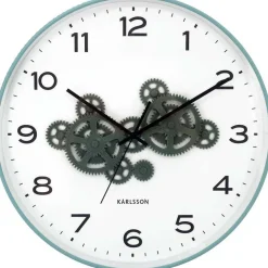 Horloge murale ronde Open Gear (Bleu et vert jungle)