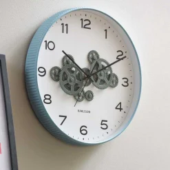 Horloge murale ronde Open Gear (Bleu et vert jungle)