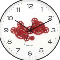 Horloge murale ronde Open Gear (Noir et rouge)