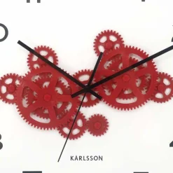 Horloge murale ronde Open Gear (Noir et rouge)