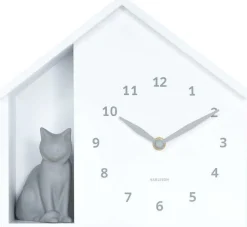 Horloge à poser Siting cat (Blanc)