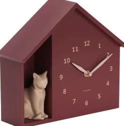 Horloge à poser Siting cat (Rouge bordeaux)