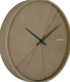 Horloge ronde en bois Lines 30 cm (Vert mousse)