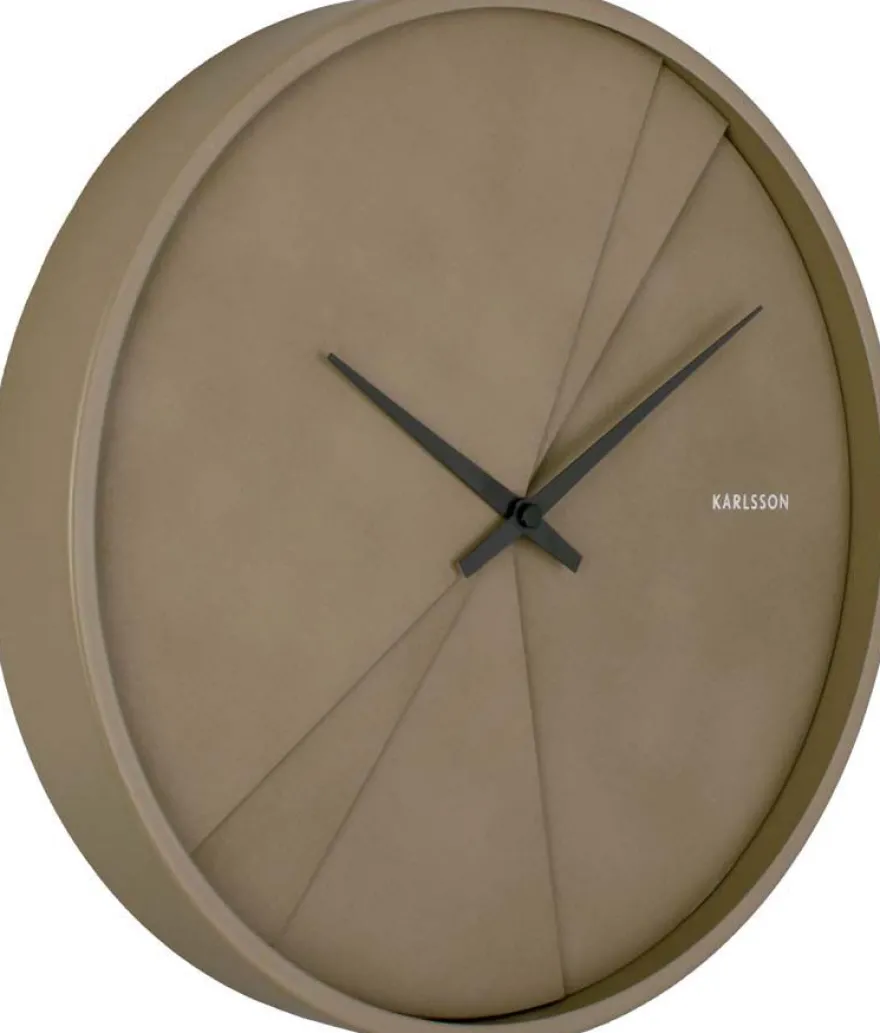 Horloge ronde en bois Lines 30 cm (Vert mousse)