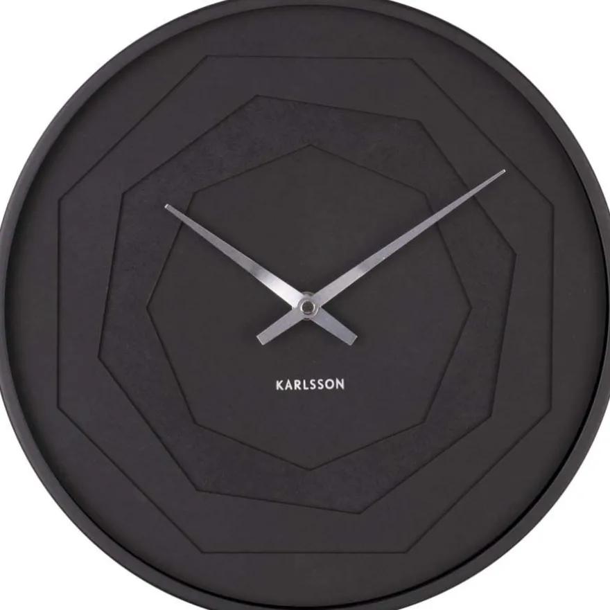 Horloge ronde en bois Origami 30 cm (Noir)
