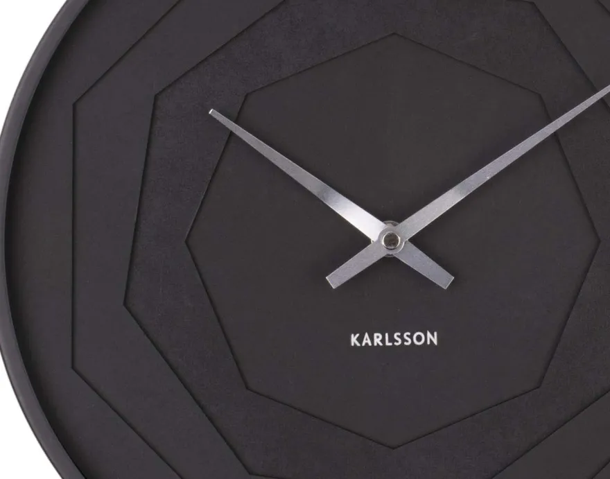 Horloge ronde en bois Origami 30 cm (Noir)