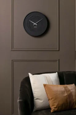 Horloge ronde en bois Origami 30 cm (Noir)
