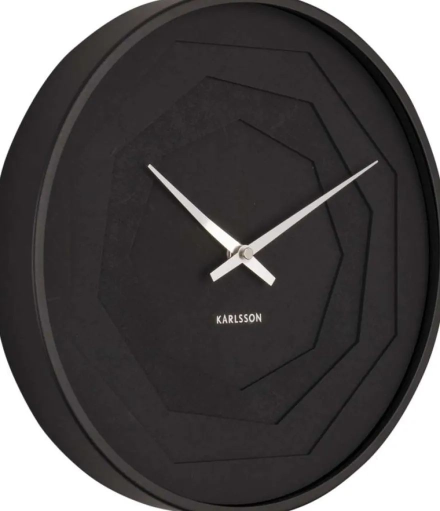 Horloge ronde en bois Origami 30 cm (Noir)