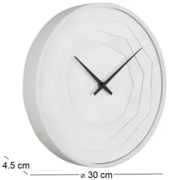 Horloge ronde en bois Origami 30 cm (Blanc)