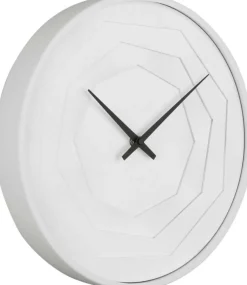 Horloge ronde en bois Origami 30 cm (Blanc)