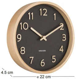 Horloge ronde en bois Pure22 cm (Noir)