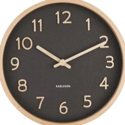 Horloge ronde en bois Pure22 cm (Noir)