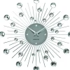 Horloge ronde en métal Sunburst 30 cm (Chrome)