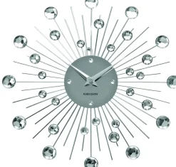 Horloge ronde en métal Sunburst 30 cm (Chrome)