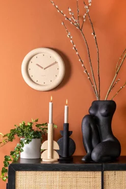Horloge ronde en résine Petra30 cm (Marron sable)