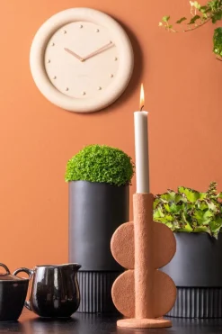 Horloge ronde en résine Petra30 cm (Marron sable)