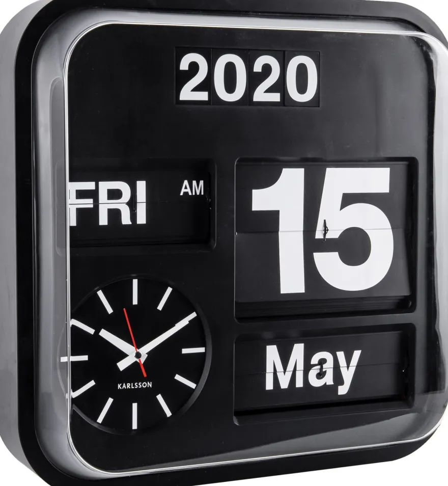 Horloge vintage Big Flip 43 cm (Noir)
