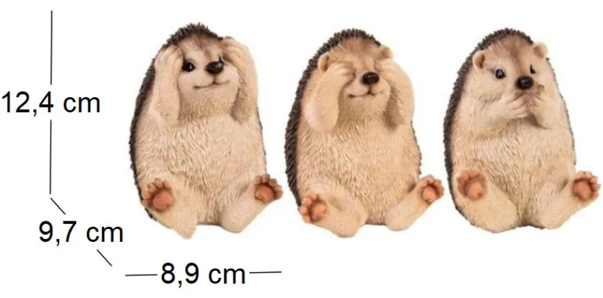 Hérissons expressifs en résine (Lot de 3)
