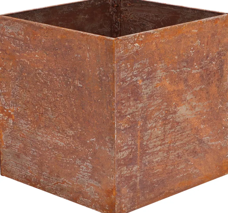 Jardinière en acier corten rouille (38 x 38 x 38 cm)