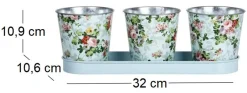 Jardinière 3 pots Roses