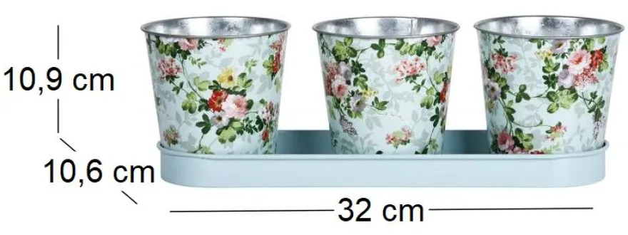 Jardinière 3 pots Roses