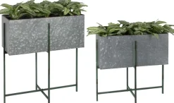 Jardinière sur pied en zinc intérieure extérieure (Lot de 2) (Rectangulaires - 22,3 / 33,3 litres)