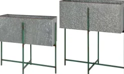 Jardinière sur pied en zinc intérieure extérieure (Lot de 2) (Rectangulaires - 22,3 / 33,3 litres)