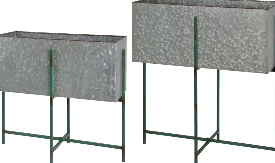 Jardinière sur pied en zinc intérieure extérieure (Lot de 2) (Rectangulaires - 22,3 / 33,3 litres)