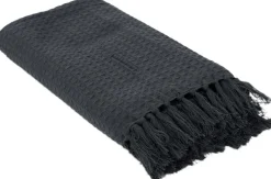 Jeté de canapé gaufré en coton 130 x 160 cm (Gris anthracite)