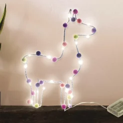 Lama avec pompons lumineux 33 cm