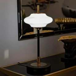 Lampe à poser en métal et verre 22 x 46 cm Vintage