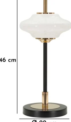 Lampe à poser en métal et verre 22 x 46 cm Vintage