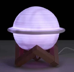 Lampe ronde avec support en bois Saturne