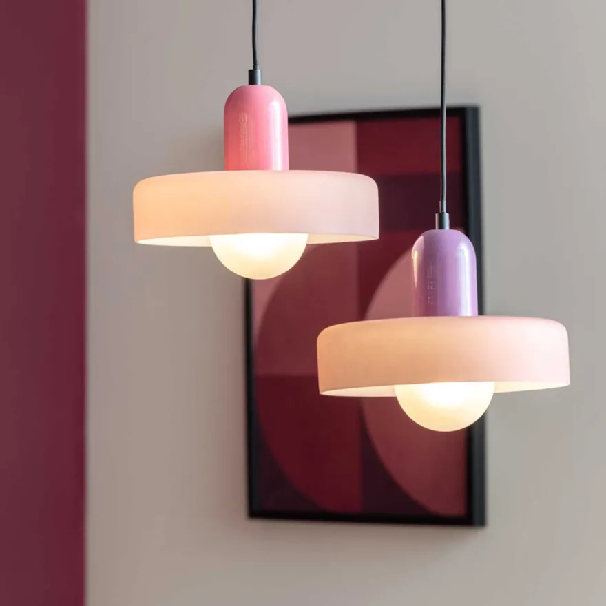 Lampe suspendue en verre Opaco Grato (Rose)